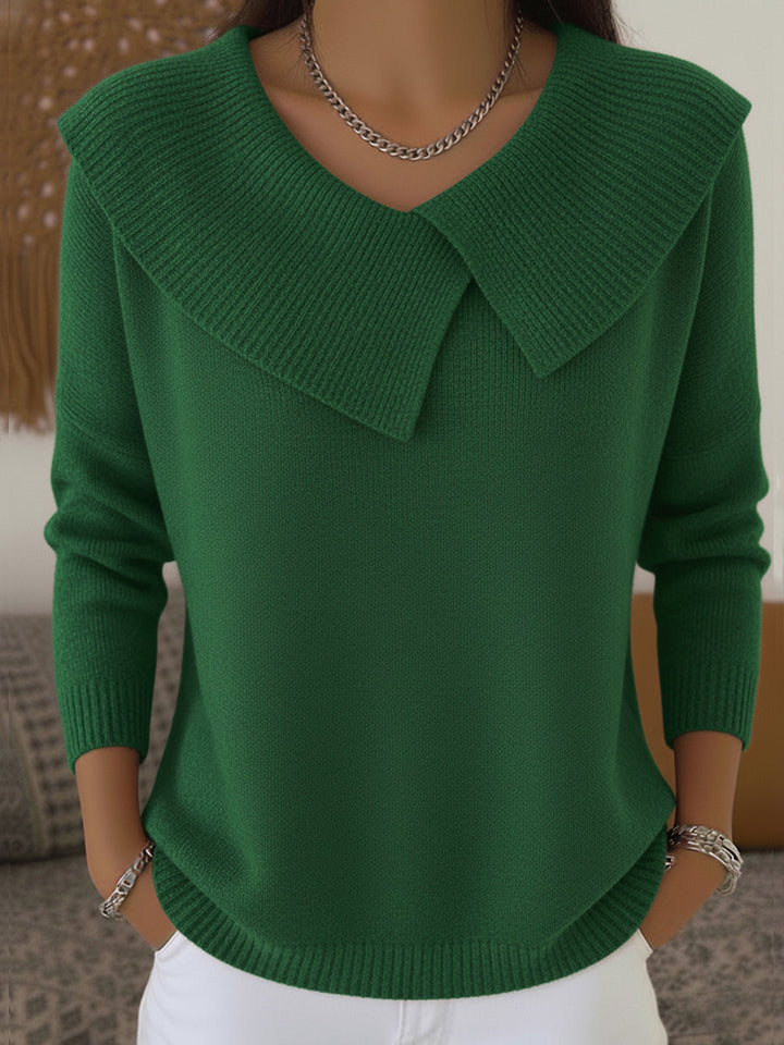 Marissa | Elegant Fold-Over Collar Knit Sweater