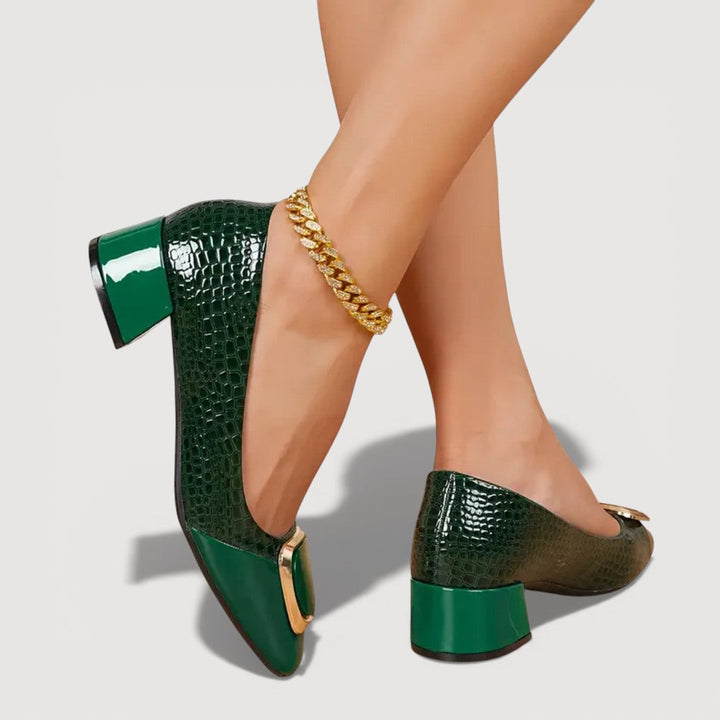 Lisse │ Croco Block Heels