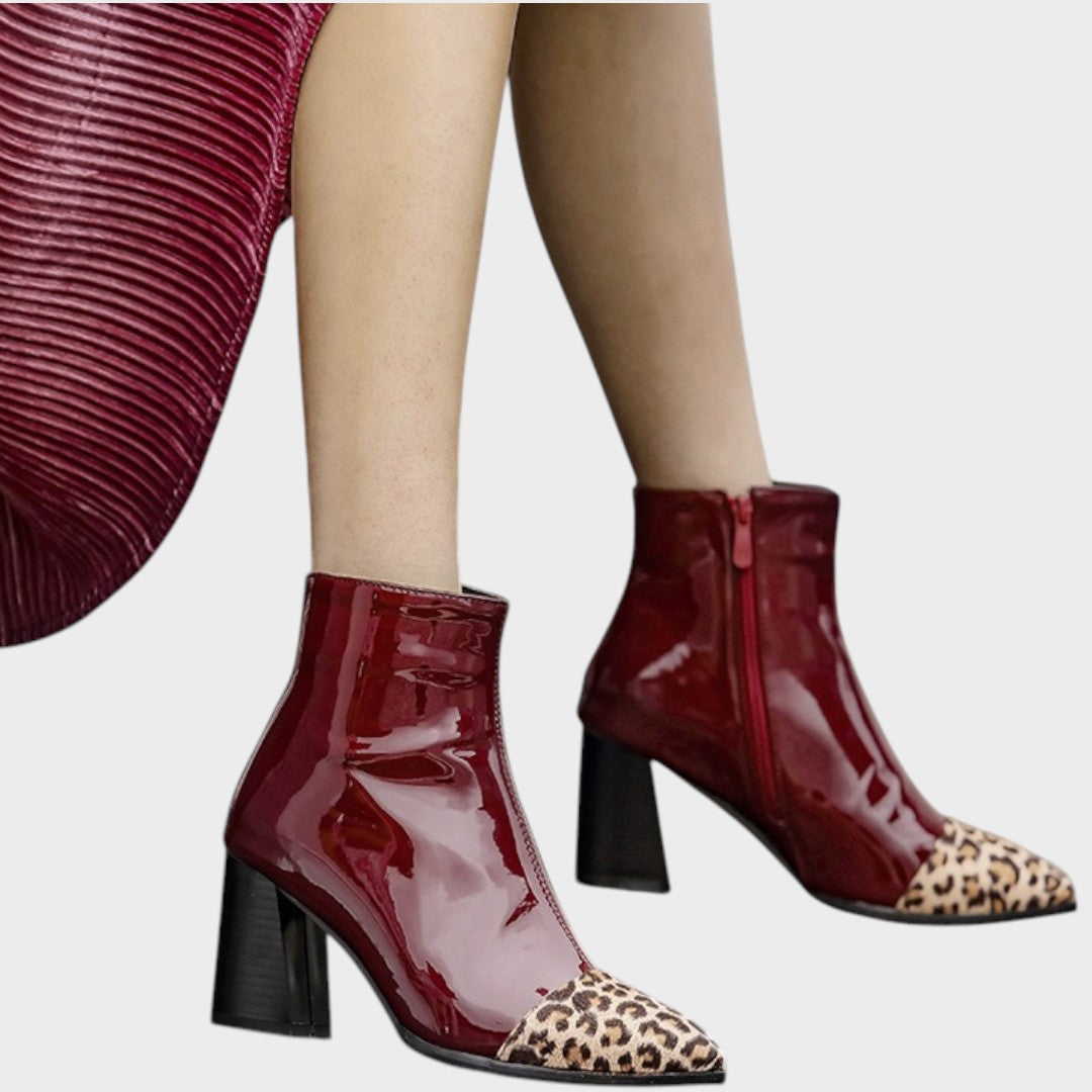 Diva | Patent Leather Boots with Leopard Print