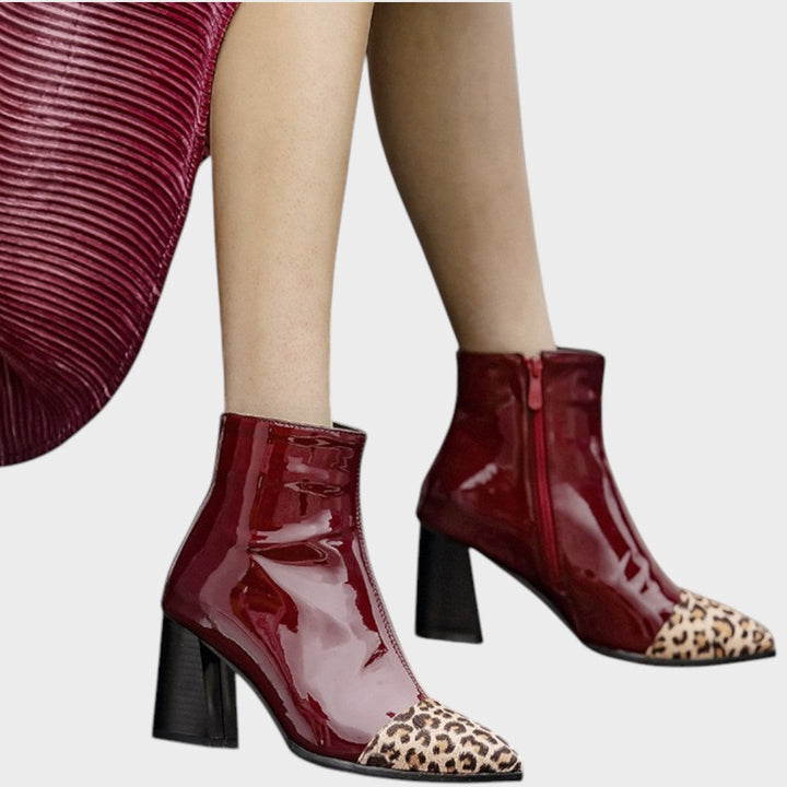 Diva | Patent Leather Boots with Leopard Print