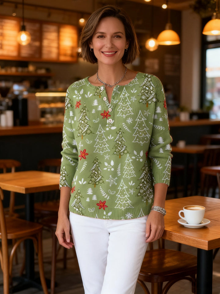 Joy | Festive Button-Neck Christmas Sweater