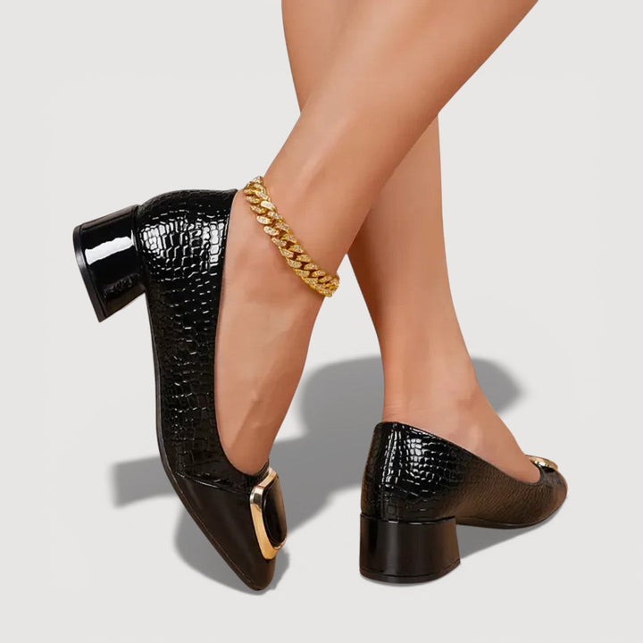 Lisse │ Croco Block Heels