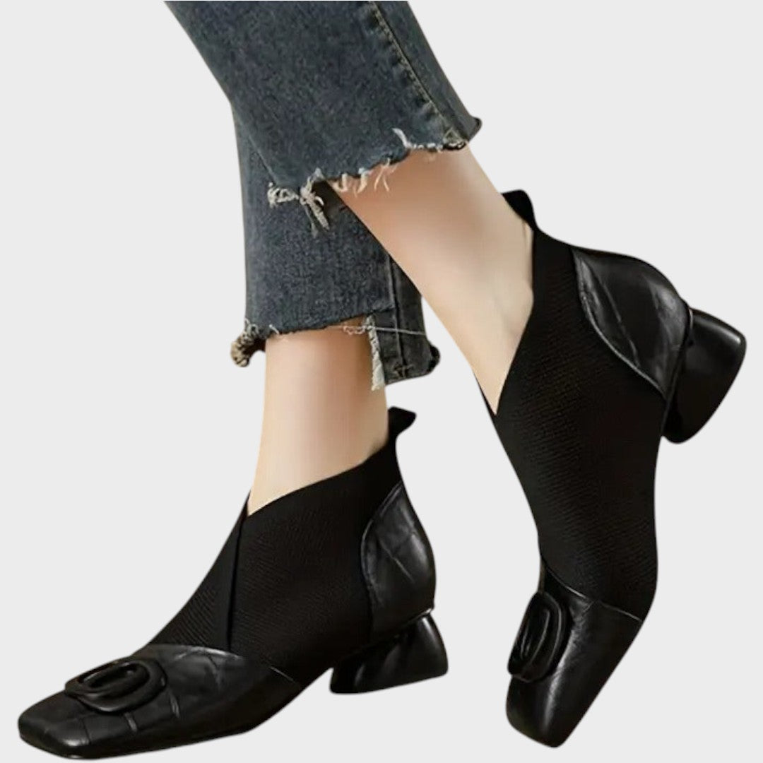 Abigail | Leather Ankle Boots with Elastic
