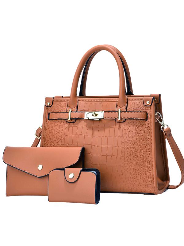 Anora │ Crocodile Embossed Large Capacity Crossbody Handbag Set