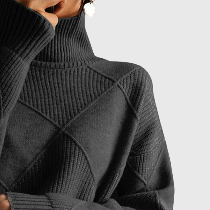 Regina | Modern Geometric Turtleneck Sweater