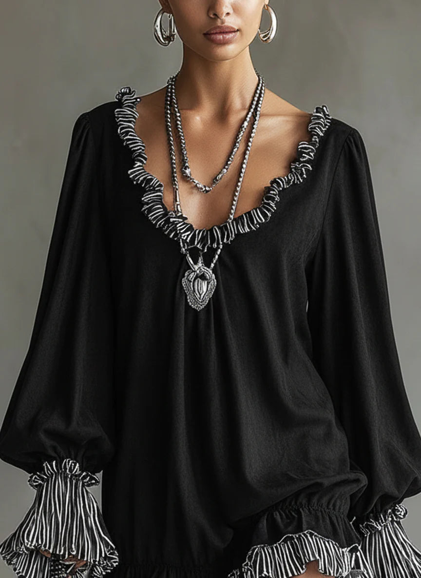 Jessica | Elegant Faux Suede Dress with Soft Ruffle Finish