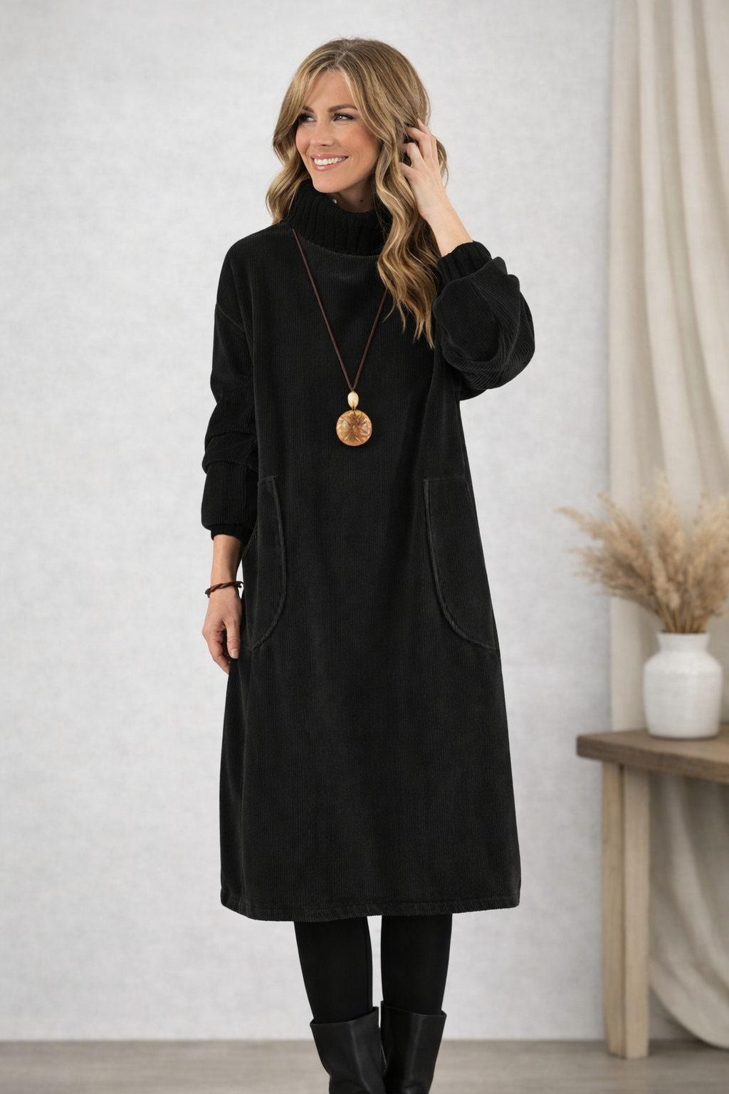 Debbie | Cozy Turtleneck Midi Dress