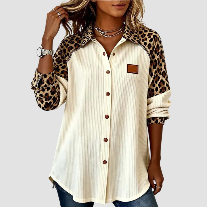 Lena Mae | Bold Leopard Print Button-Down Shirt