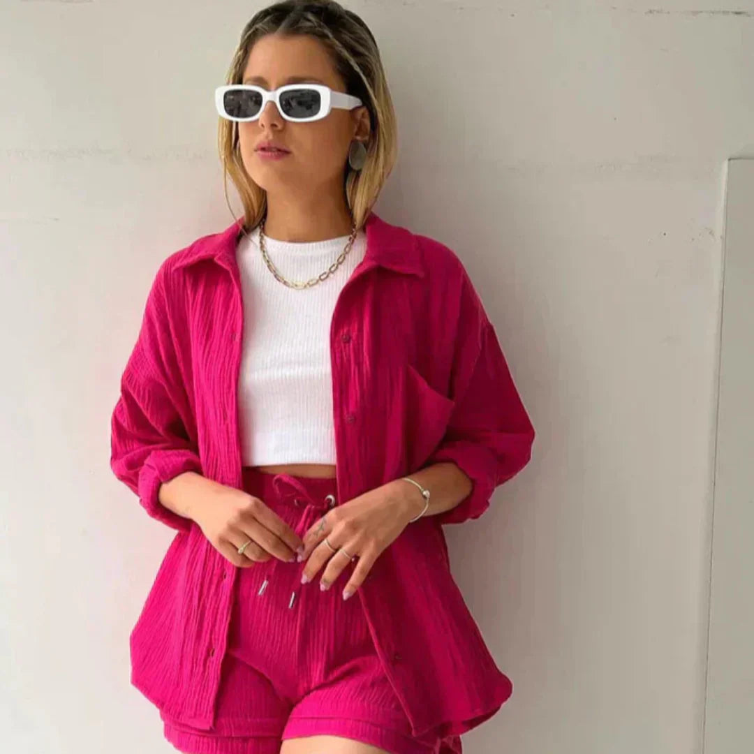 Adelie | Stylish Relaxed Fit Button-Up Set