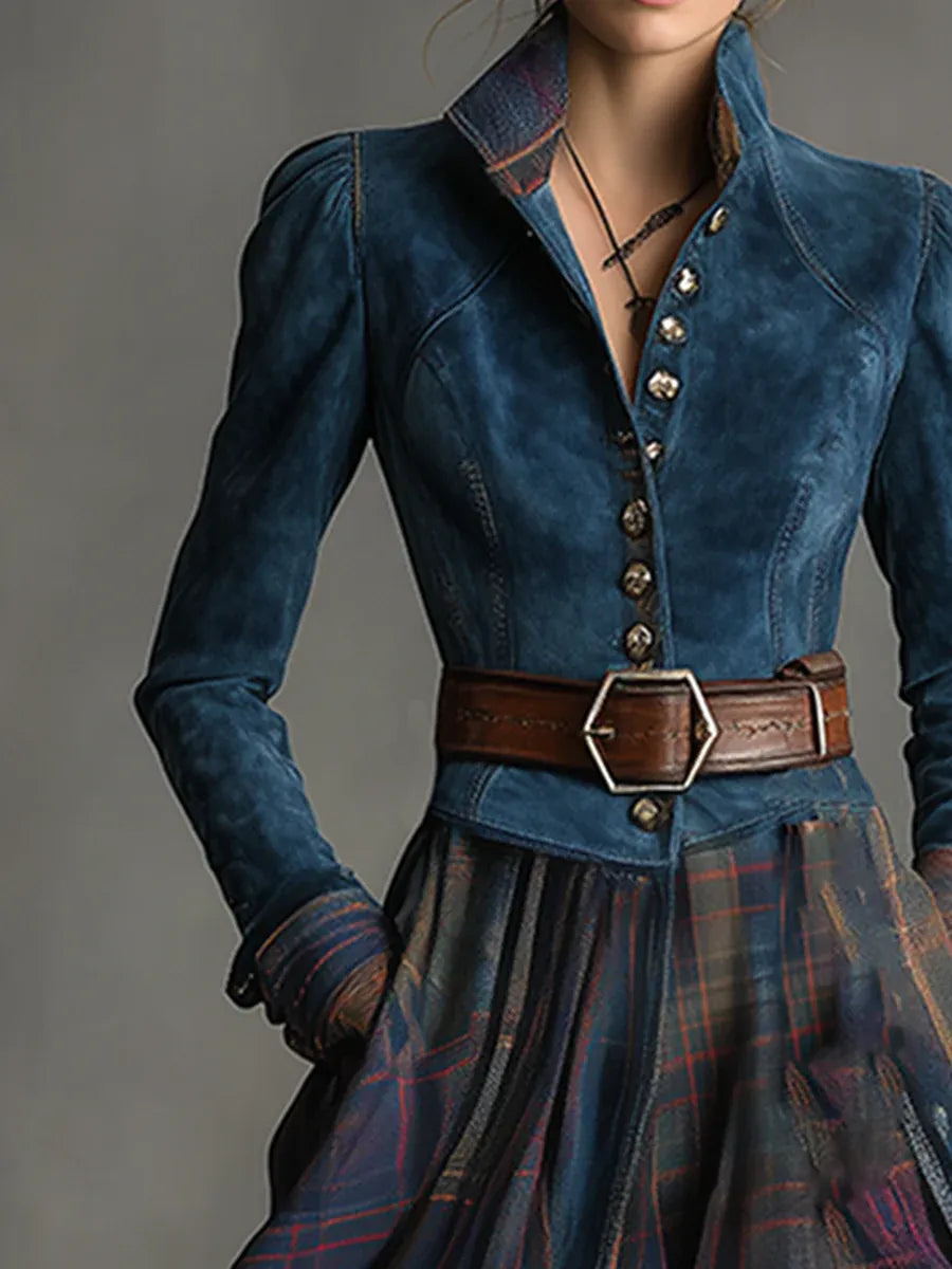 Edurne | Blue Suede Maxi Dress