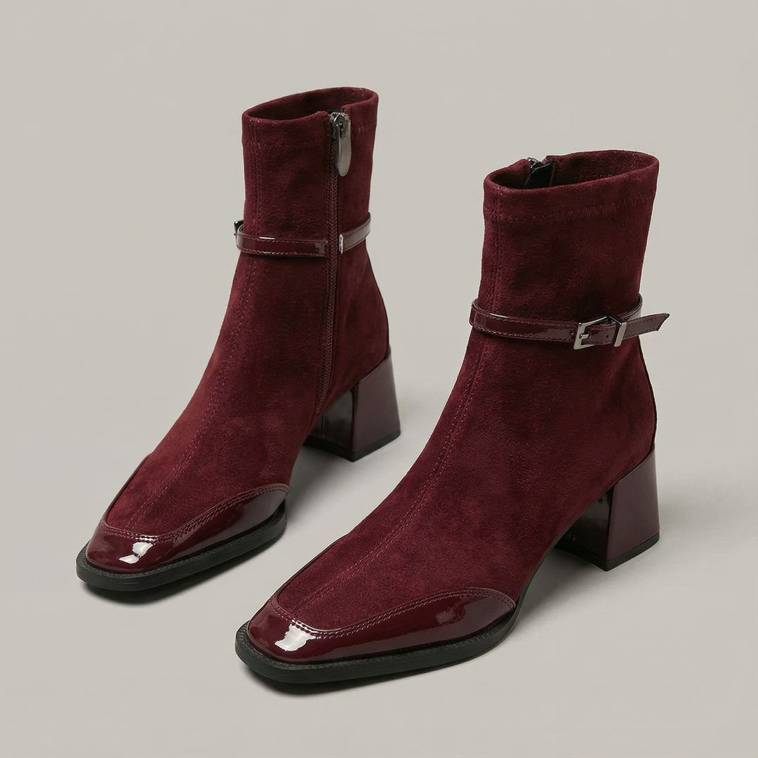 Rosalind | Elegant Suede Ankle Boots with Mid Heel
