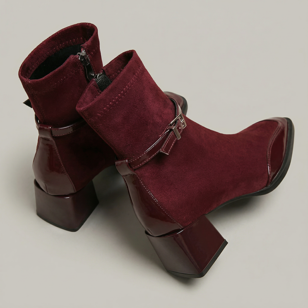 Rosalind | Elegant Suede Ankle Boots with Mid Heel