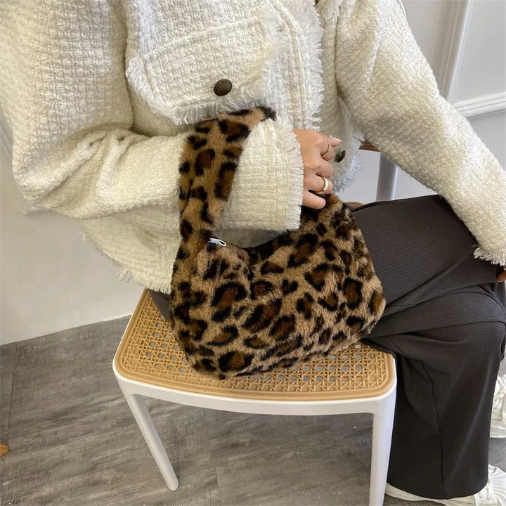 Marla | Leopard Plush Shoulder Bag