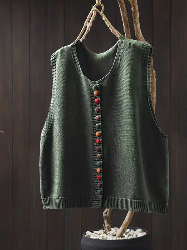 Marielle | Knitted Vest with Decorative Buttons