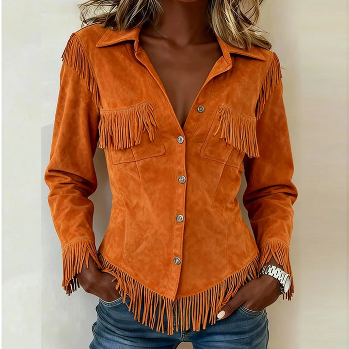Scarlette │ Fringe Suede Button-Up Blouse
