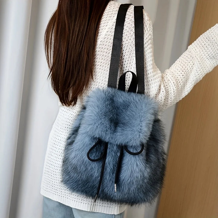 Bernice | Faux Fur Drawstring Backpack