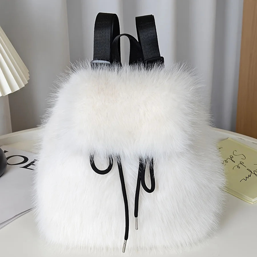 Bernice | Faux Fur Drawstring Backpack