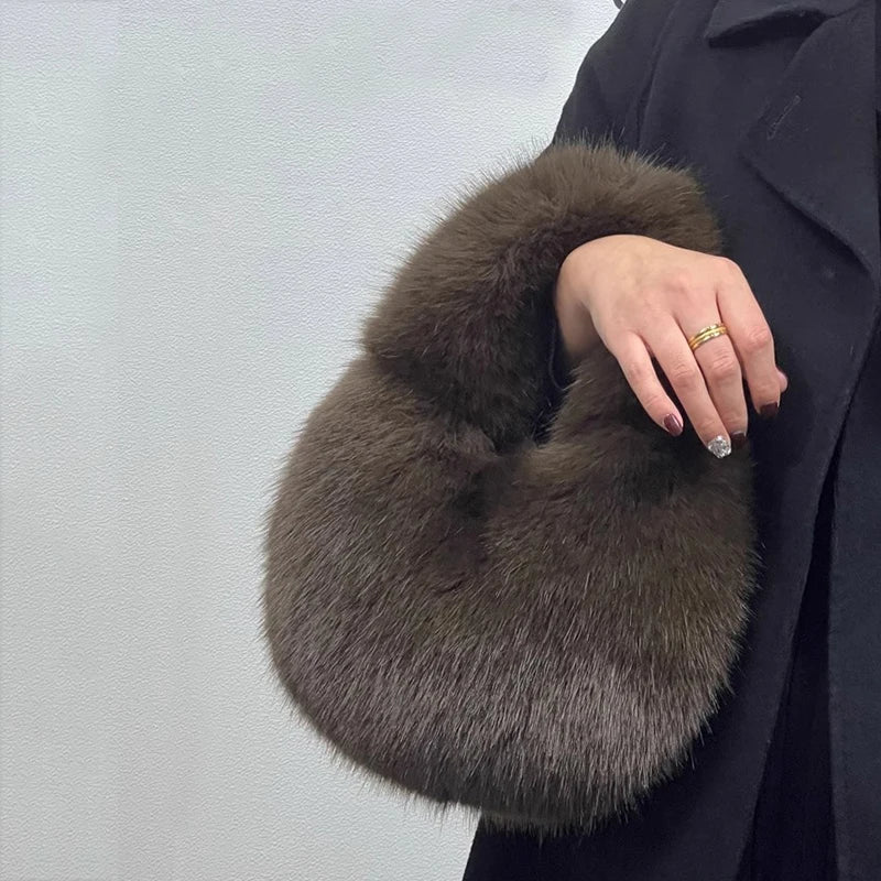 Jean | Faux Fur Half-Moon Shoulder Bag