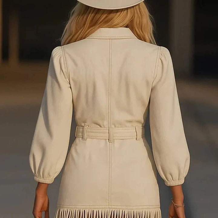 Loretta | Fringe V-Neck Zip Dress