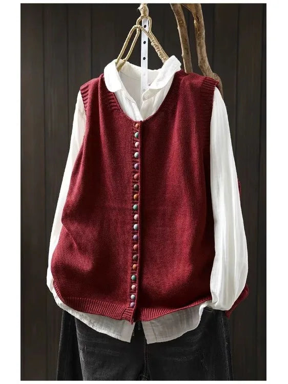 Marielle | Knitted Vest with Decorative Buttons
