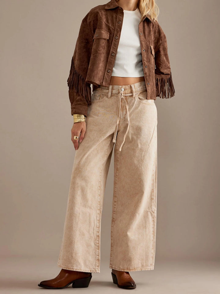 Clara | Suede Fringe Cropped Jacket