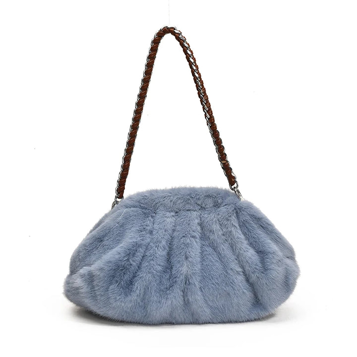Evelyn | Pleated Faux Fur Shoulder Bag