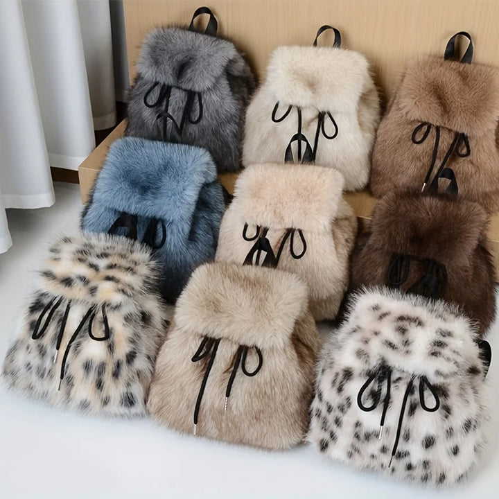 Bernice | Faux Fur Drawstring Backpack