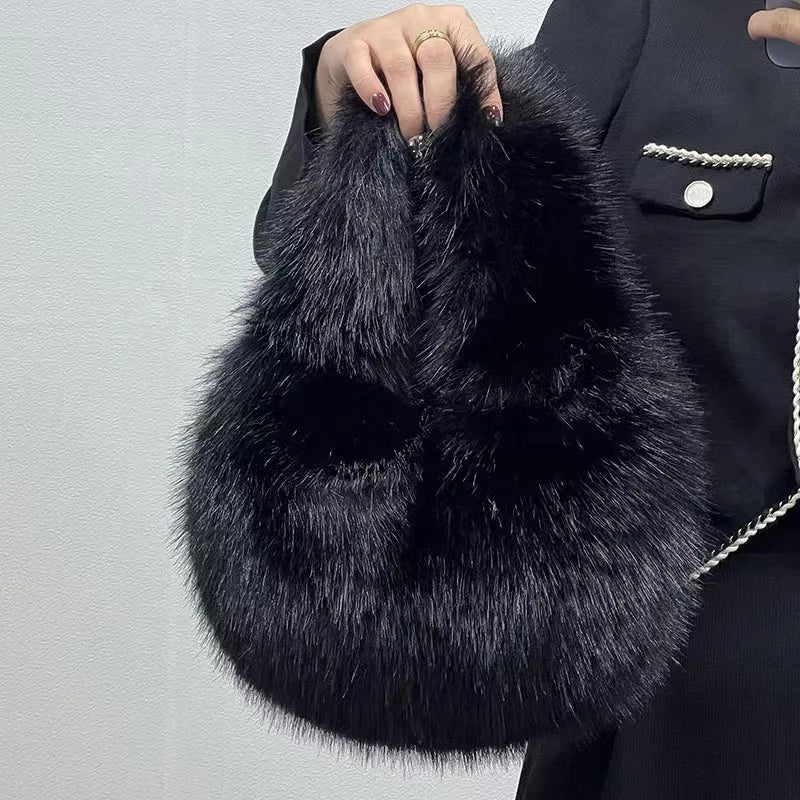 Jean | Faux Fur Half-Moon Shoulder Bag