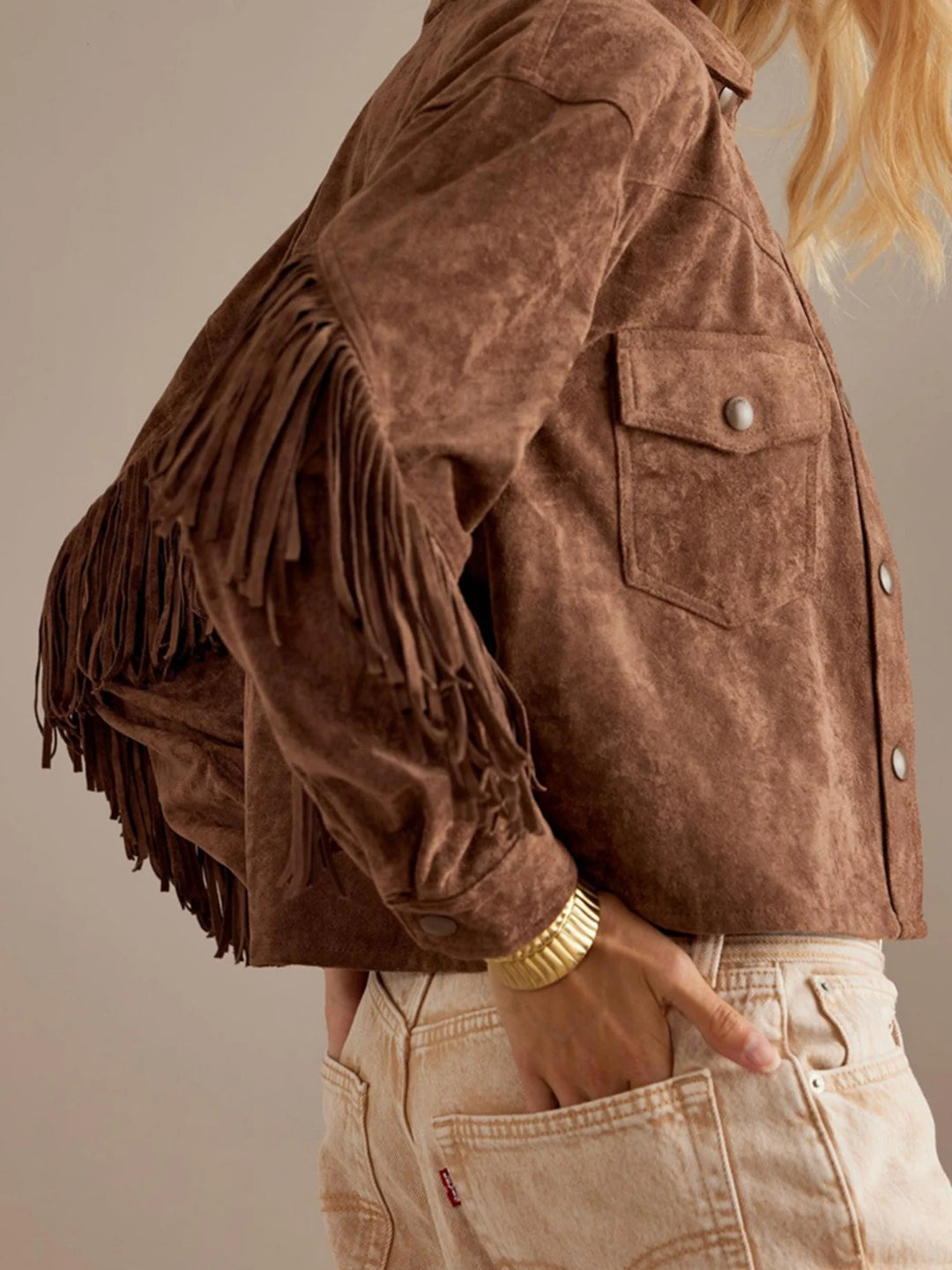 Clara | Suede Fringe Cropped Jacket