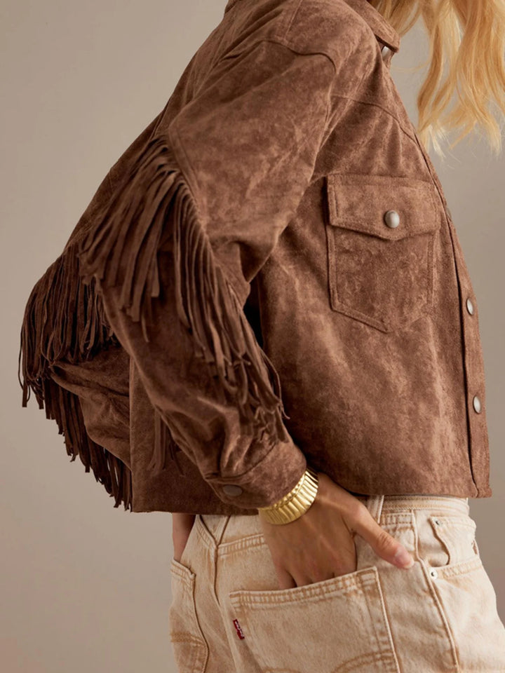Clara | Suede Fringe Cropped Jacket