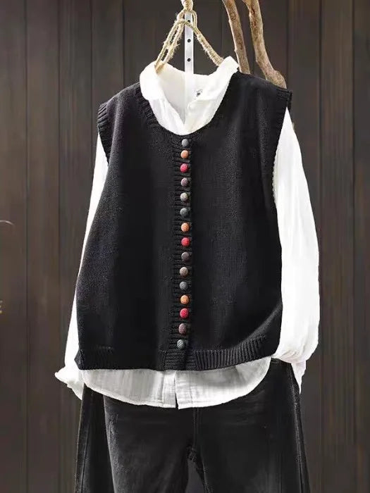Marielle | Knitted Vest with Decorative Buttons