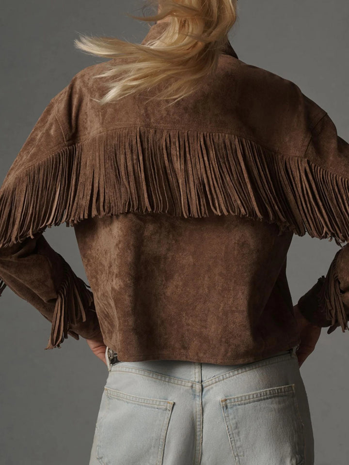 Clara | Suede Fringe Cropped Jacket