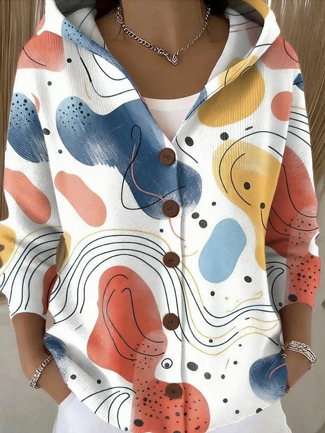 Celine | Cozy Long Cardigan with Artistic Design