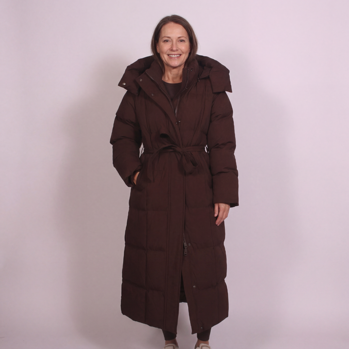 Faye | Warm Belted Long Puffer Coat