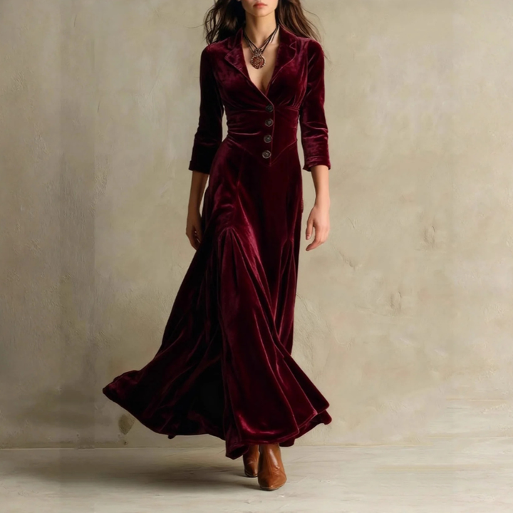 Adelina | Elegant Velvet Maxi Dress