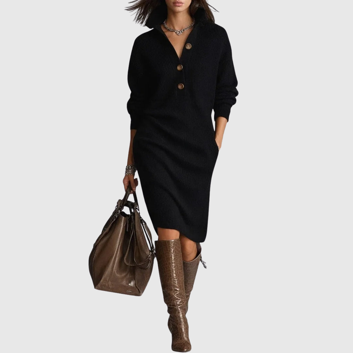 Estella | Elegant Cozy Winter Midi Dress