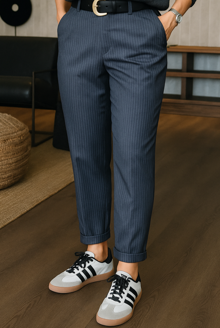 Maeve | Elegant, figure-flattering pants with stripes