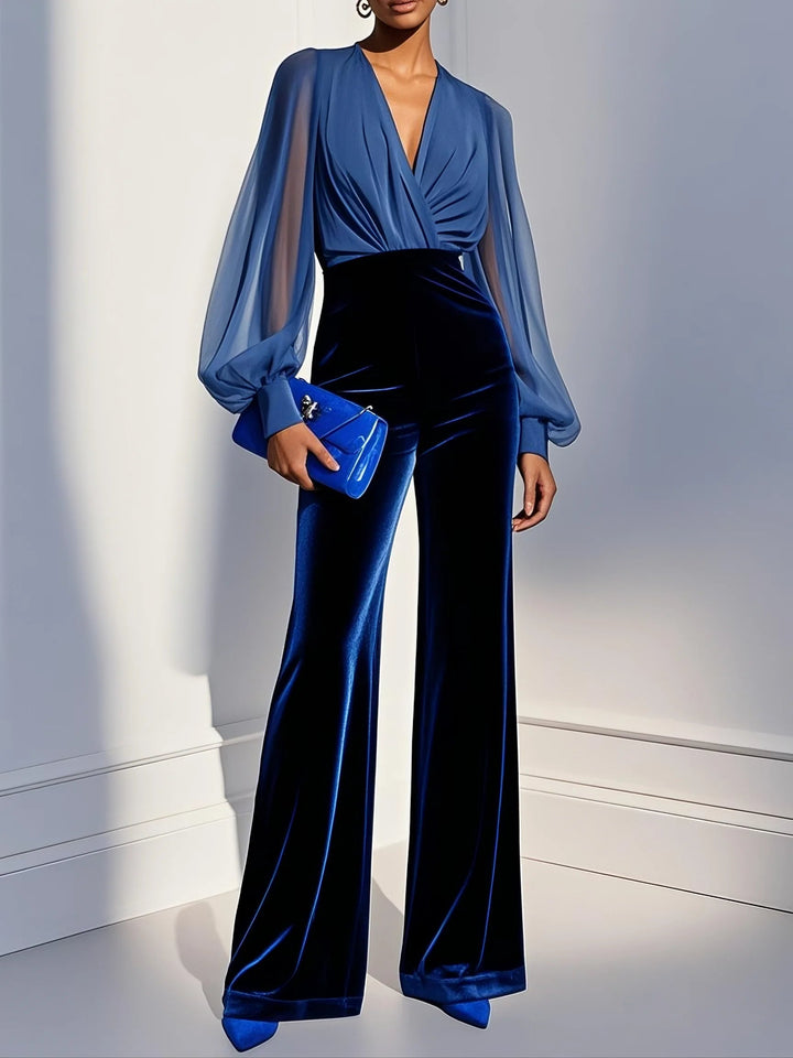 Maud | Elegant Velvet V-Neck Jumpsuit