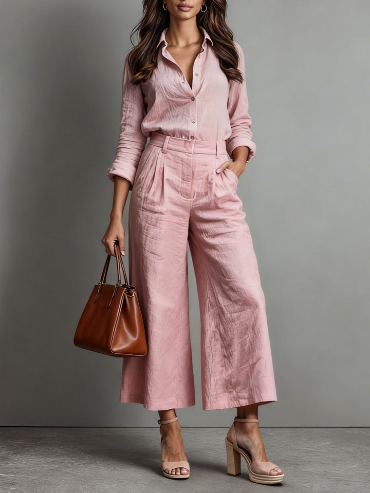 Callista │ Capri Pants and Loose Shirt Linen Set