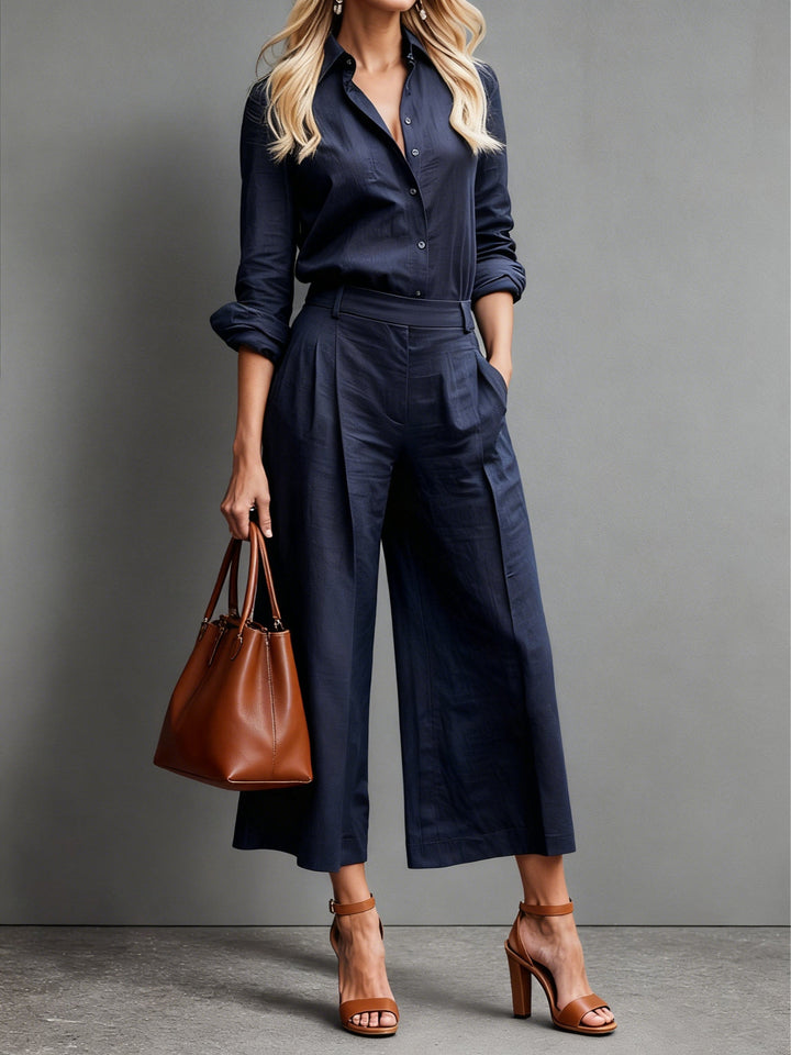 Callista │ Capri Pants and Loose Shirt Linen Set
