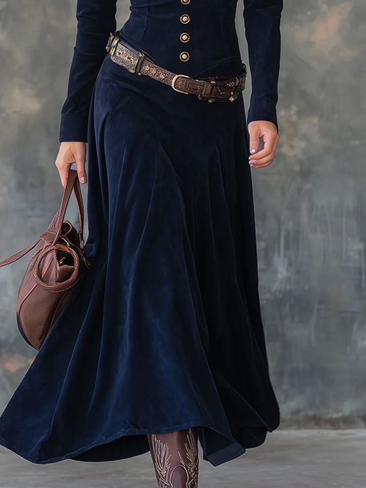 Diana | Long Suede Dress with Buttons