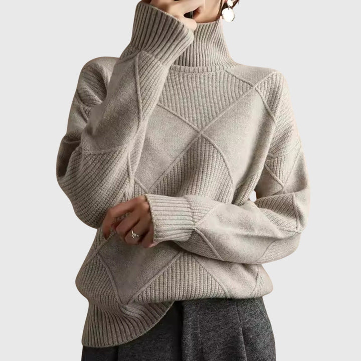 Regina | Modern Geometric Turtleneck Sweater