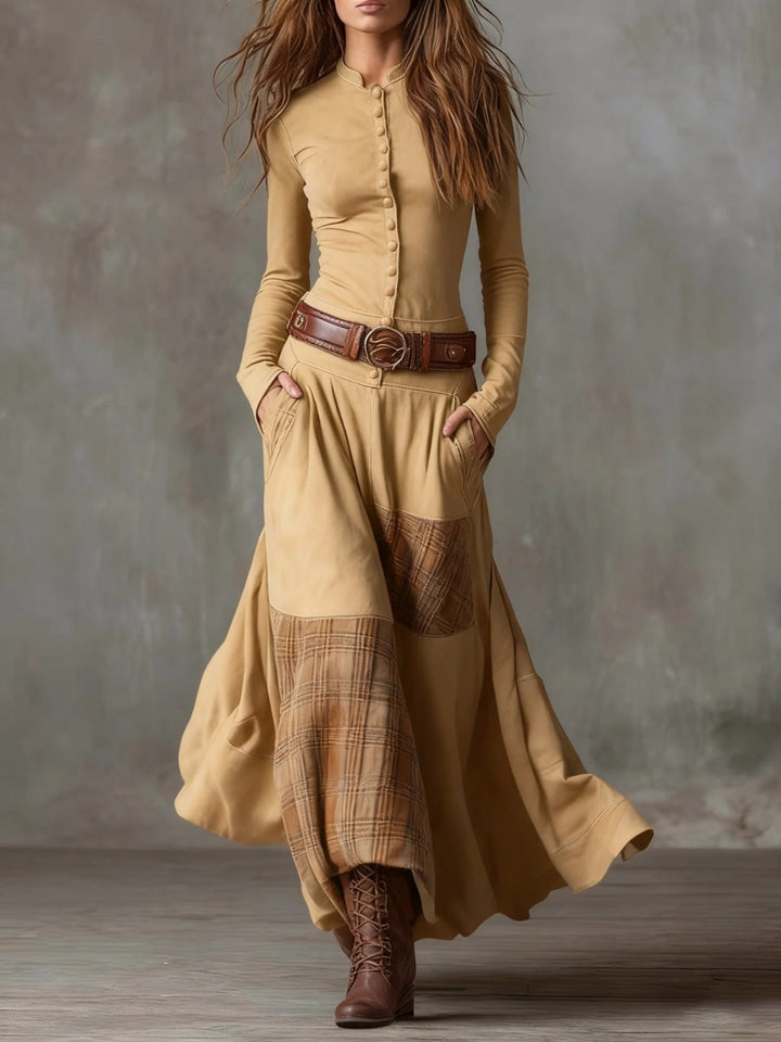 Azucena | Maxi dress in suede with belt