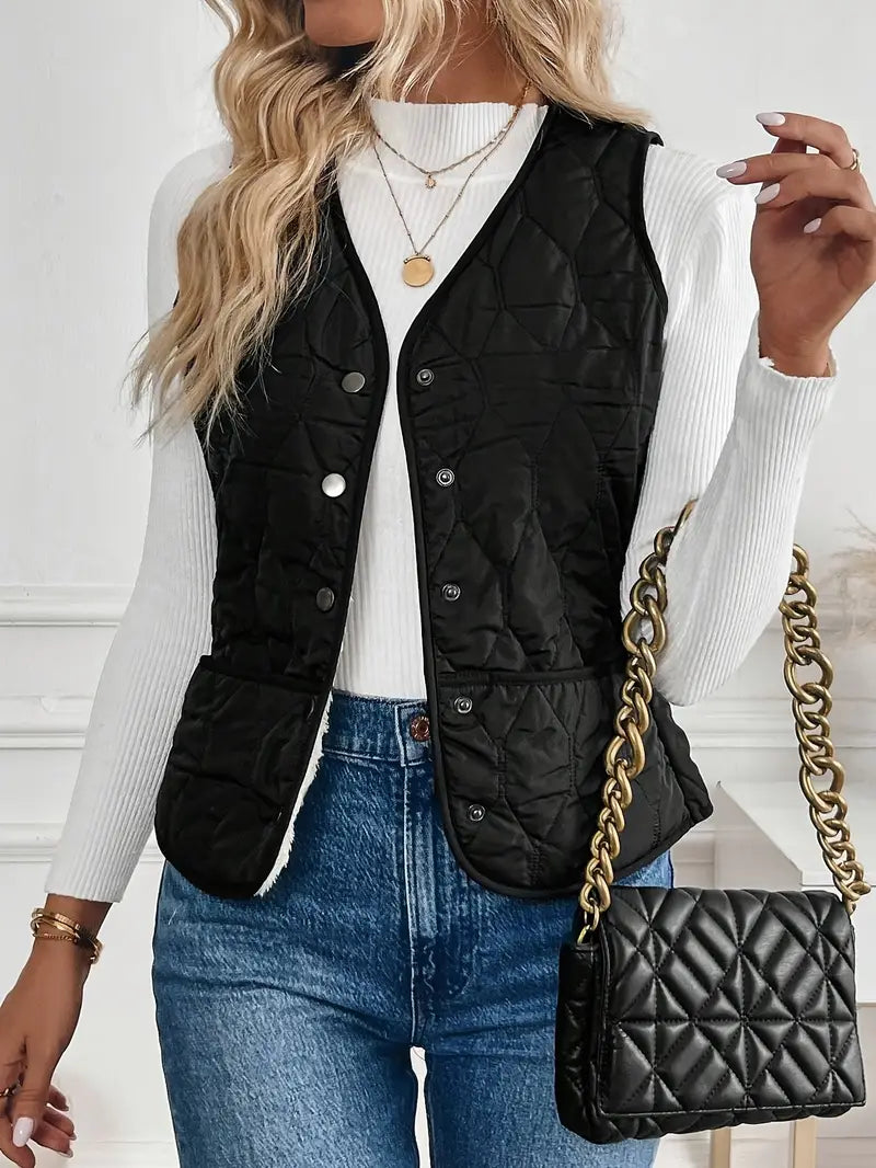 Audrey | Pique Quilted Bomber Vest