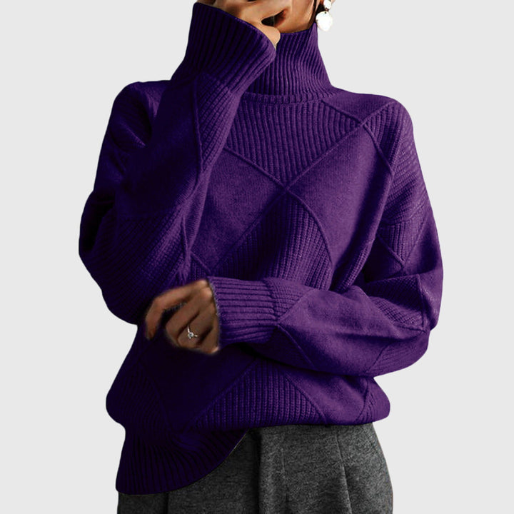 Regina | Modern Geometric Turtleneck Sweater