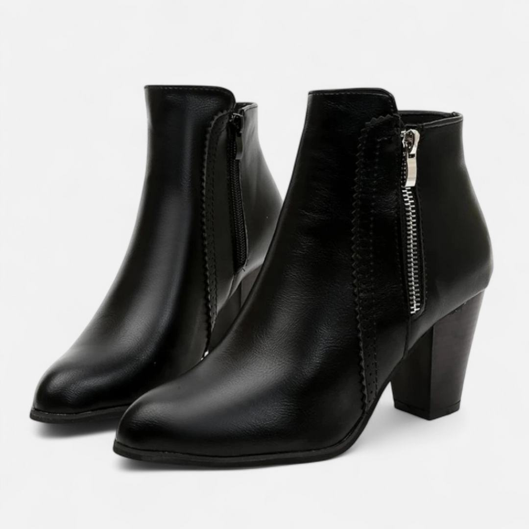 Elowen | Retro Ankle Boots with Heel and Side Zip