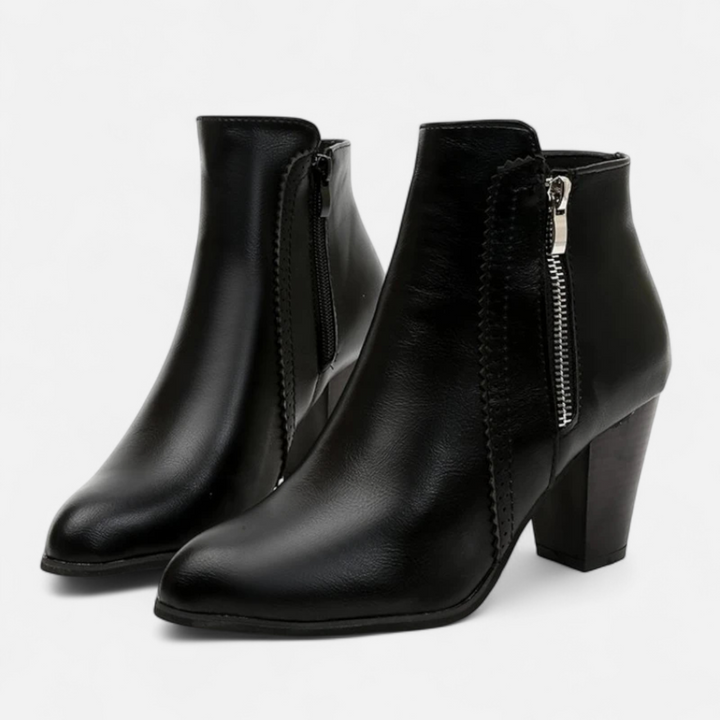 Elowen | Retro Ankle Boots with Heel and Side Zip