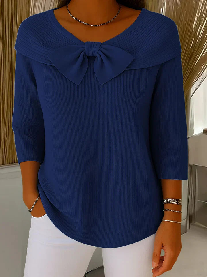 Sarina | Women's Sweater with Bow and Round Neckline