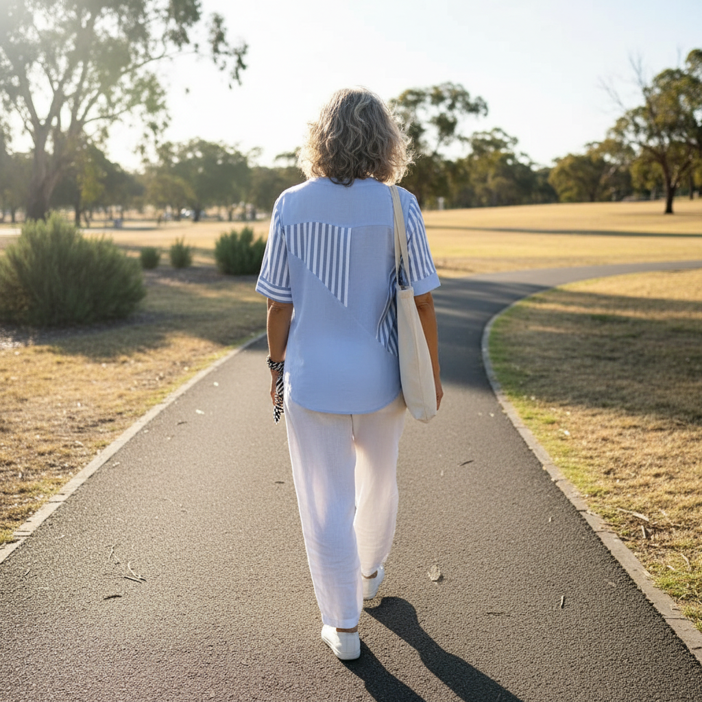 Jenny | Striped Linen-cotton Summer Top