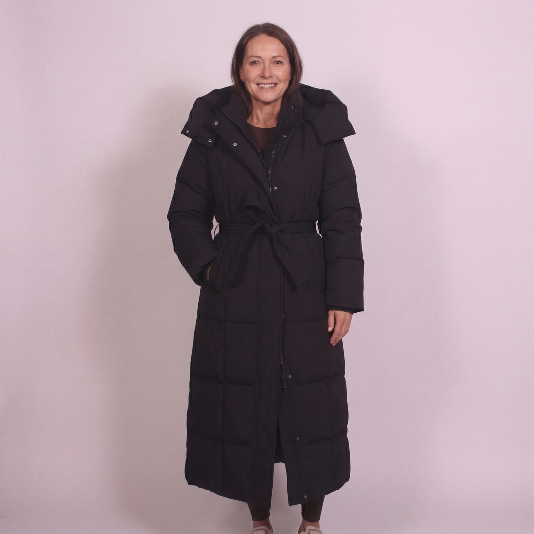 Faye | Warm Belted Long Puffer Coat